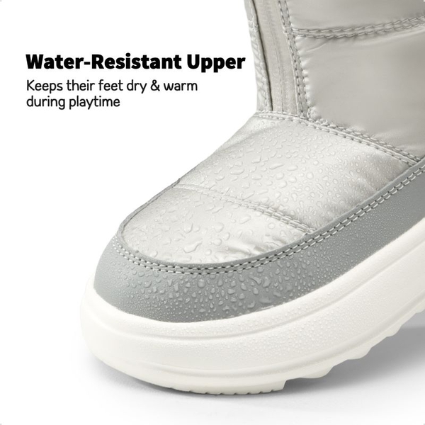 Girls' Lightweight & Foldable Snow Boots  - LIGHT GREY - 4